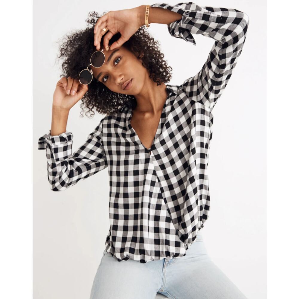 Madewell Wrap-Front Shirt in Buffalo Check Plaid